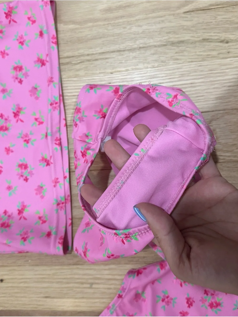 Kids Pink Floral Three-Piece Swim Set - Rash Guard, Tankini, Bottoms